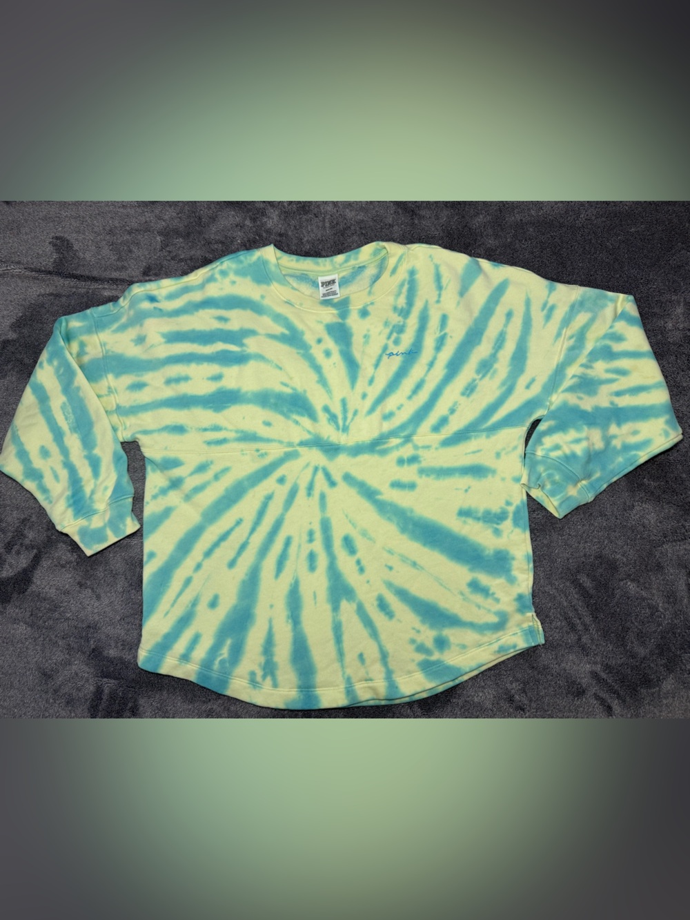PINK Victorias Secret Tie-Dye Cotton sweater in Aqua and yellow